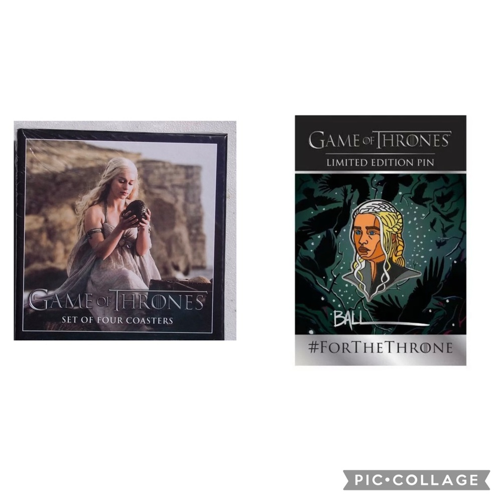 2 New GOT items: Coaster 4 piece Set Featuring Daenerys Targaryen + LE Pin!